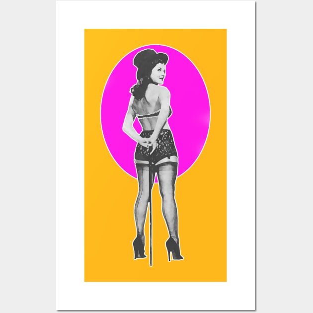 Girl in top hat and cane in Show Wall Art by Marccelus